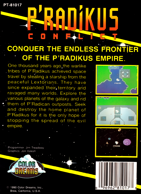 P'radikus Conflict (Homebrew) — Box back